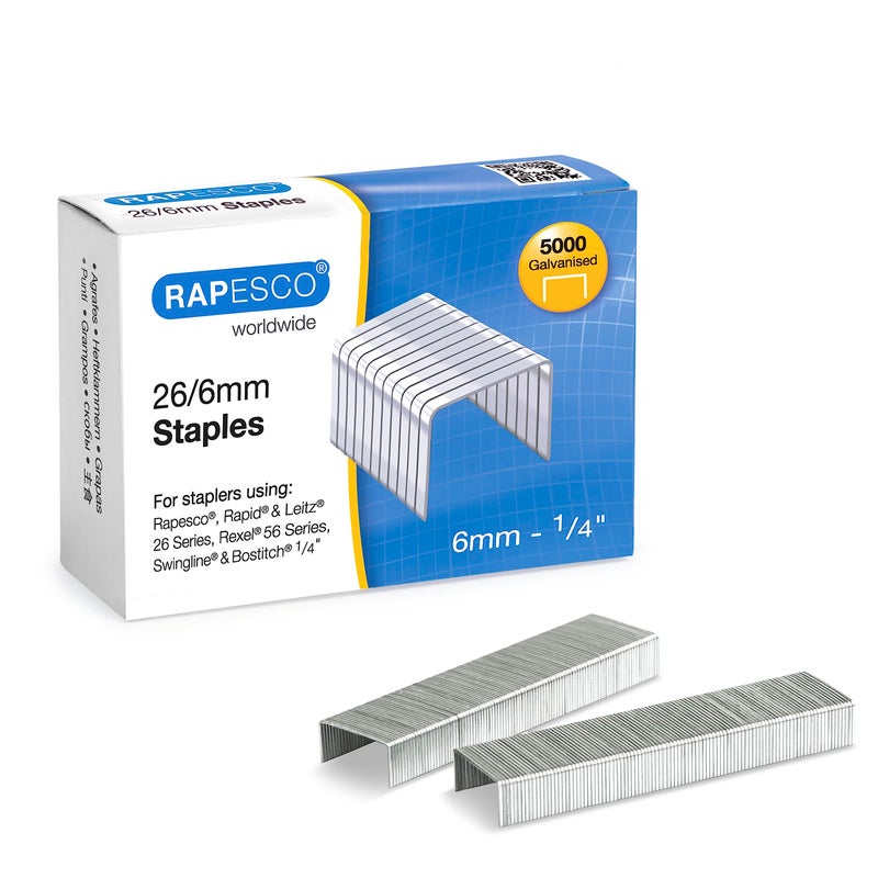 Rapesco S11662Z3 Staples, 26/6 mm Galvanized [Box of 5,000] - Image 5